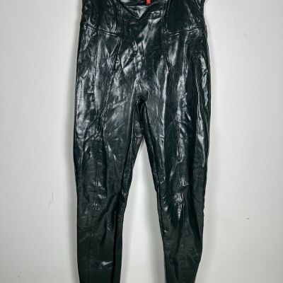SPANX Faux Patent Leather Liquid Gloss LEGGINGS-20301T-Deep Green-Size SMALL